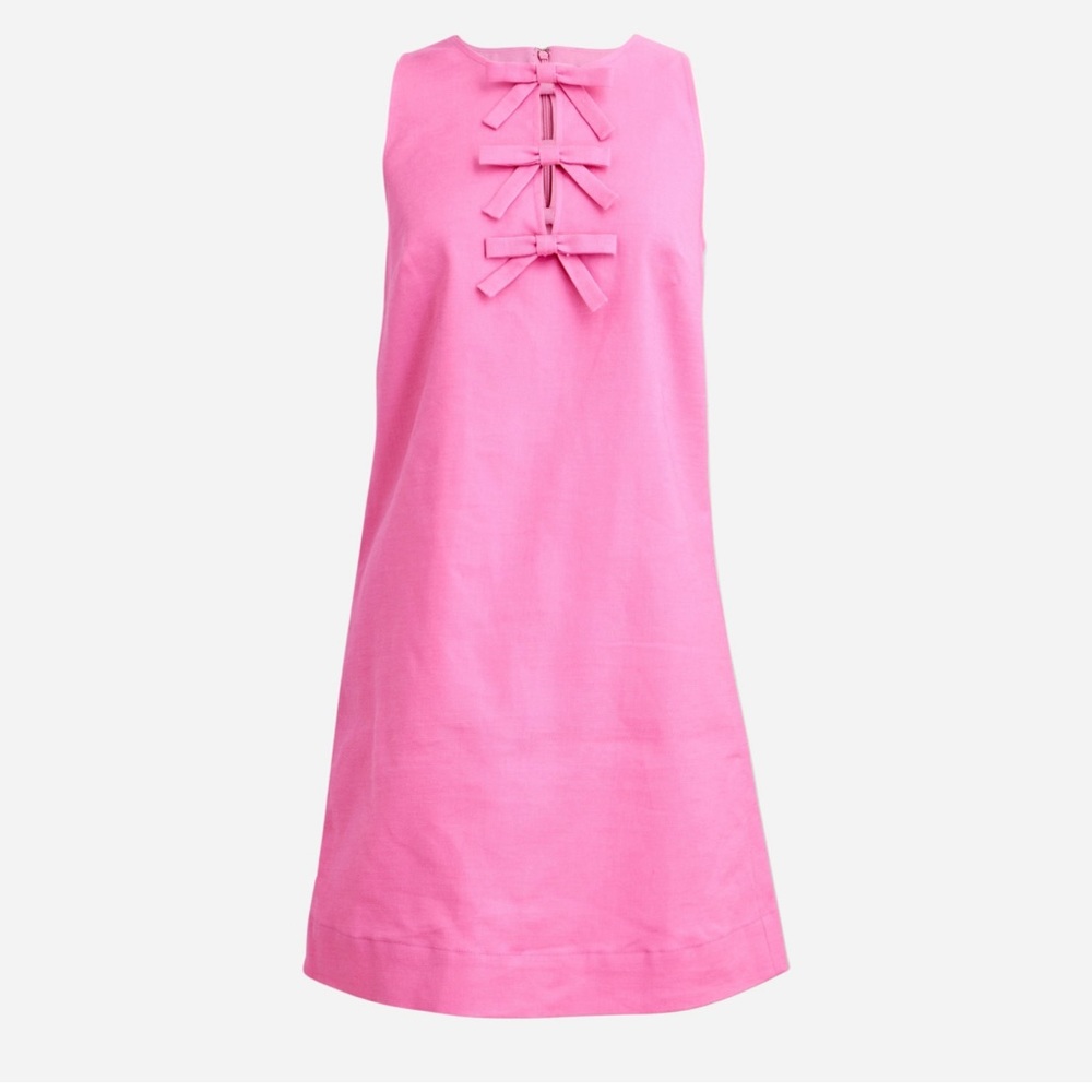J.Crew Bow-front shift dress in stretch linen blend BPI BR206